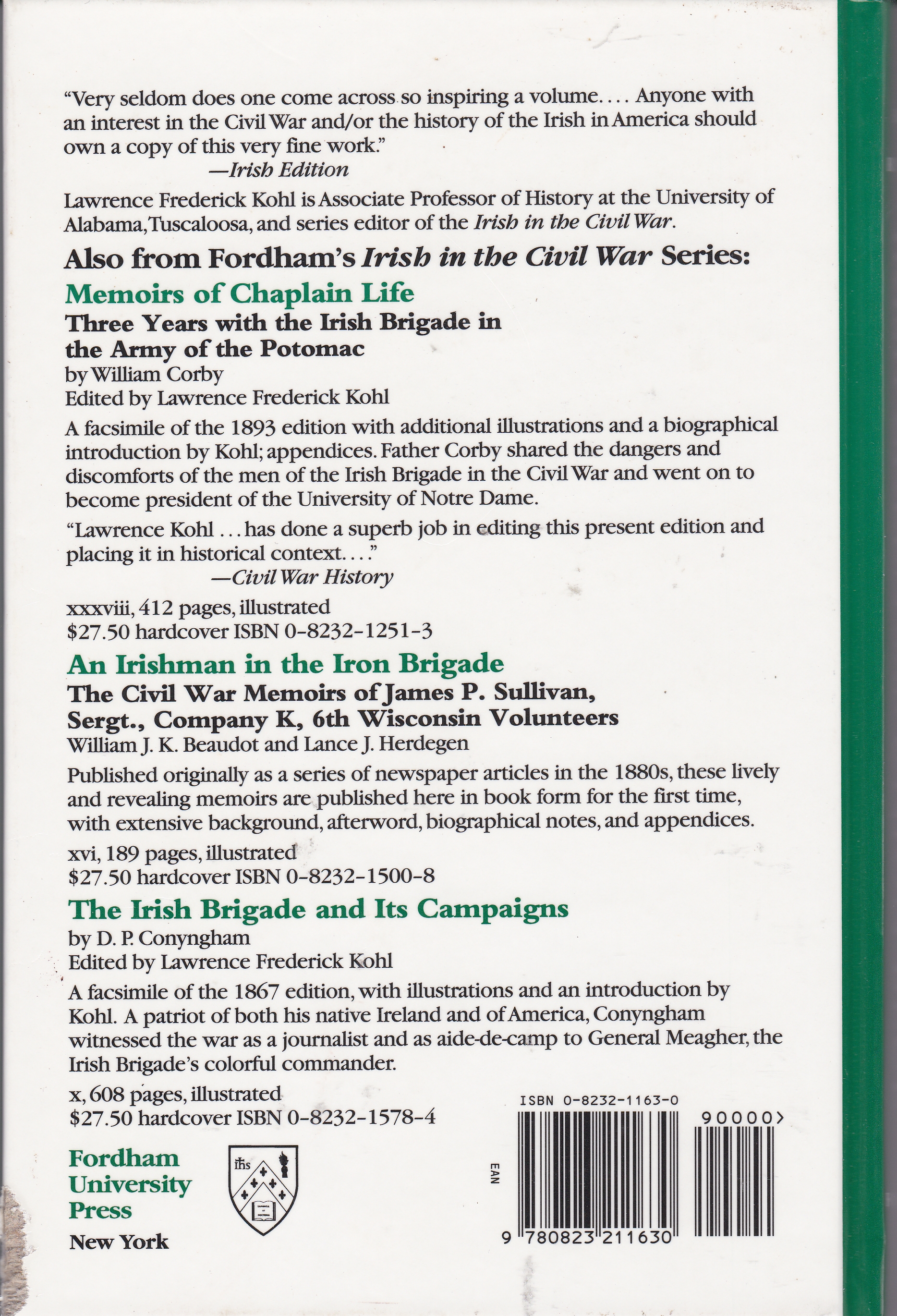 Irish Green and Union Blue: The Civil War Letters of Peter Welsh, Color Sergeant, 28th Massachusetts (The Irish in the Civil War)