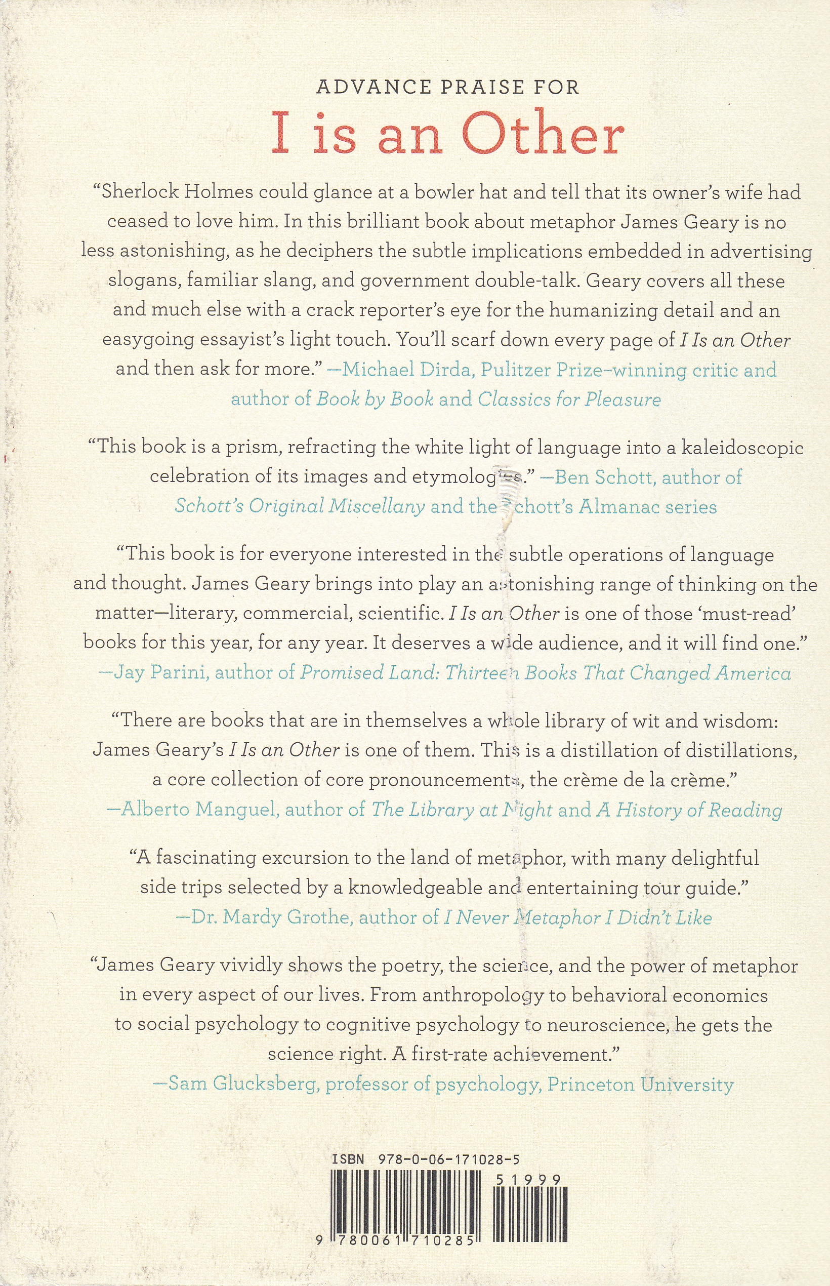 I Is an Other: The Secret Life of Metaphor and How It Shapes the Way We See the World